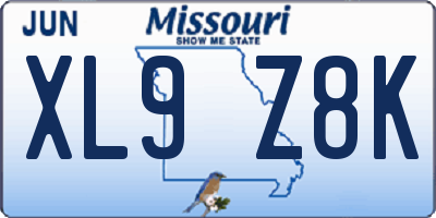 MO license plate XL9Z8K
