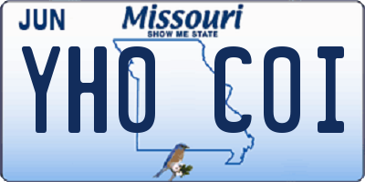 MO license plate YH0C0I