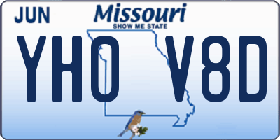 MO license plate YH0V8D