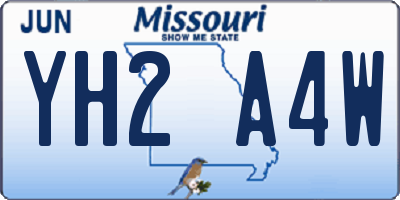MO license plate YH2A4W