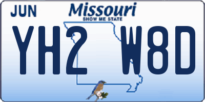 MO license plate YH2W8D