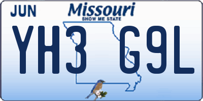 MO license plate YH3G9L