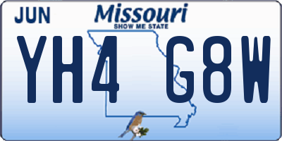 MO license plate YH4G8W