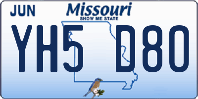 MO license plate YH5D8O