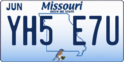 MO license plate YH5E7U