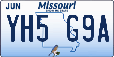 MO license plate YH5G9A