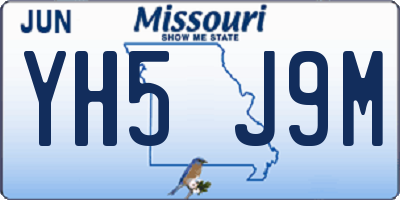 MO license plate YH5J9M