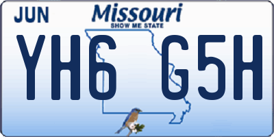 MO license plate YH6G5H