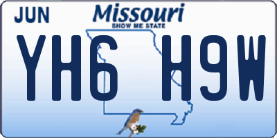 MO license plate YH6H9W