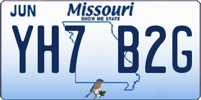 MO license plate YH7B2G