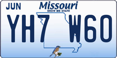 MO license plate YH7W6O