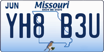 MO license plate YH8B3U