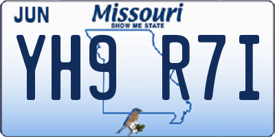 MO license plate YH9R7I