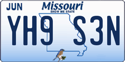MO license plate YH9S3N