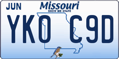 MO license plate YK0C9D
