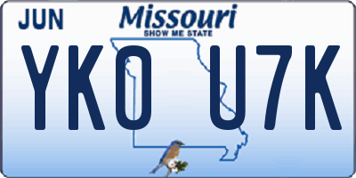 MO license plate YK0U7K