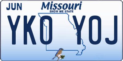 MO license plate YK0Y0J