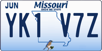 MO license plate YK1V7Z