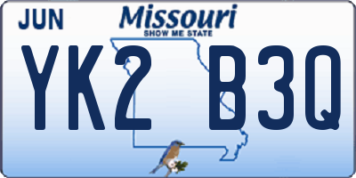 MO license plate YK2B3Q