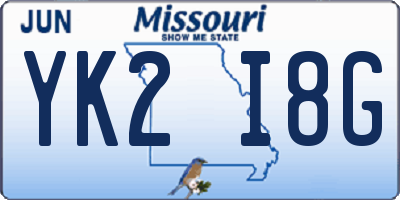 MO license plate YK2I8G