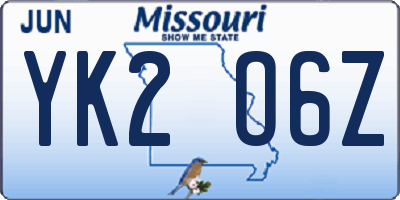 MO license plate YK2O6Z