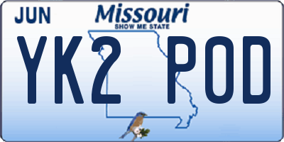 MO license plate YK2P0D