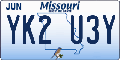 MO license plate YK2U3Y