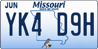 MO license plate YK4D9H
