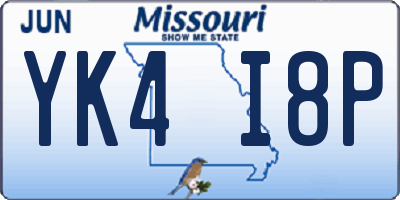 MO license plate YK4I8P