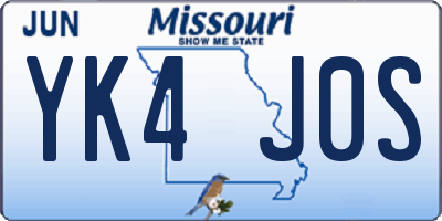 MO license plate YK4J0S