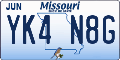 MO license plate YK4N8G