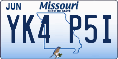 MO license plate YK4P5I
