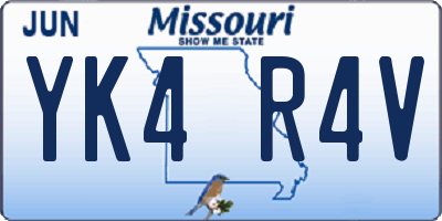MO license plate YK4R4V