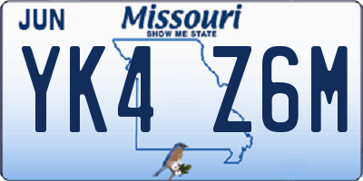 MO license plate YK4Z6M