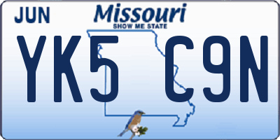 MO license plate YK5C9N