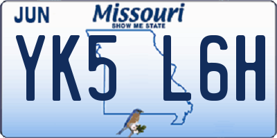 MO license plate YK5L6H
