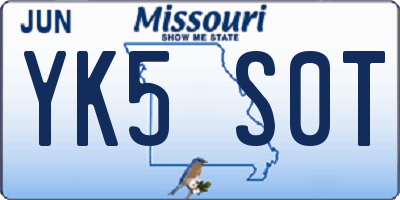 MO license plate YK5S0T