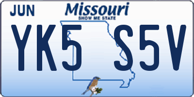 MO license plate YK5S5V