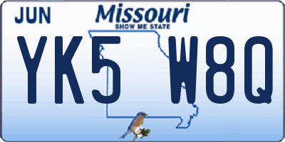 MO license plate YK5W8Q