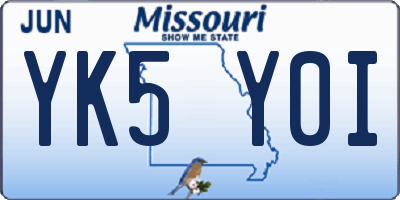 MO license plate YK5Y0I