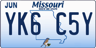 MO license plate YK6C5Y