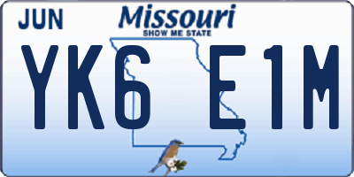 MO license plate YK6E1M