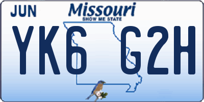 MO license plate YK6G2H