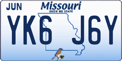 MO license plate YK6J6Y