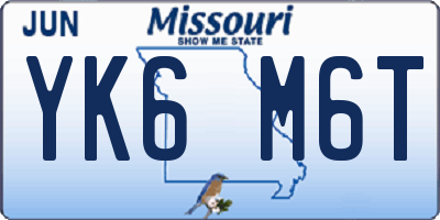 MO license plate YK6M6T