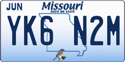 MO license plate YK6N2M