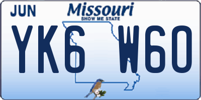 MO license plate YK6W6O