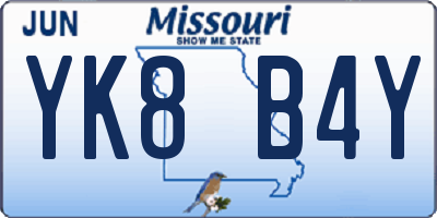 MO license plate YK8B4Y