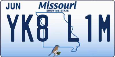 MO license plate YK8L1M