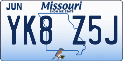 MO license plate YK8Z5J